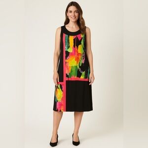 38. Picadilly • NWT $129 Women's Black Multicolor Abstract Dress
